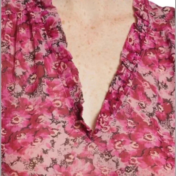 Paige Silk Genie VNeck Ruffled Blouse - Picture 4 of 12